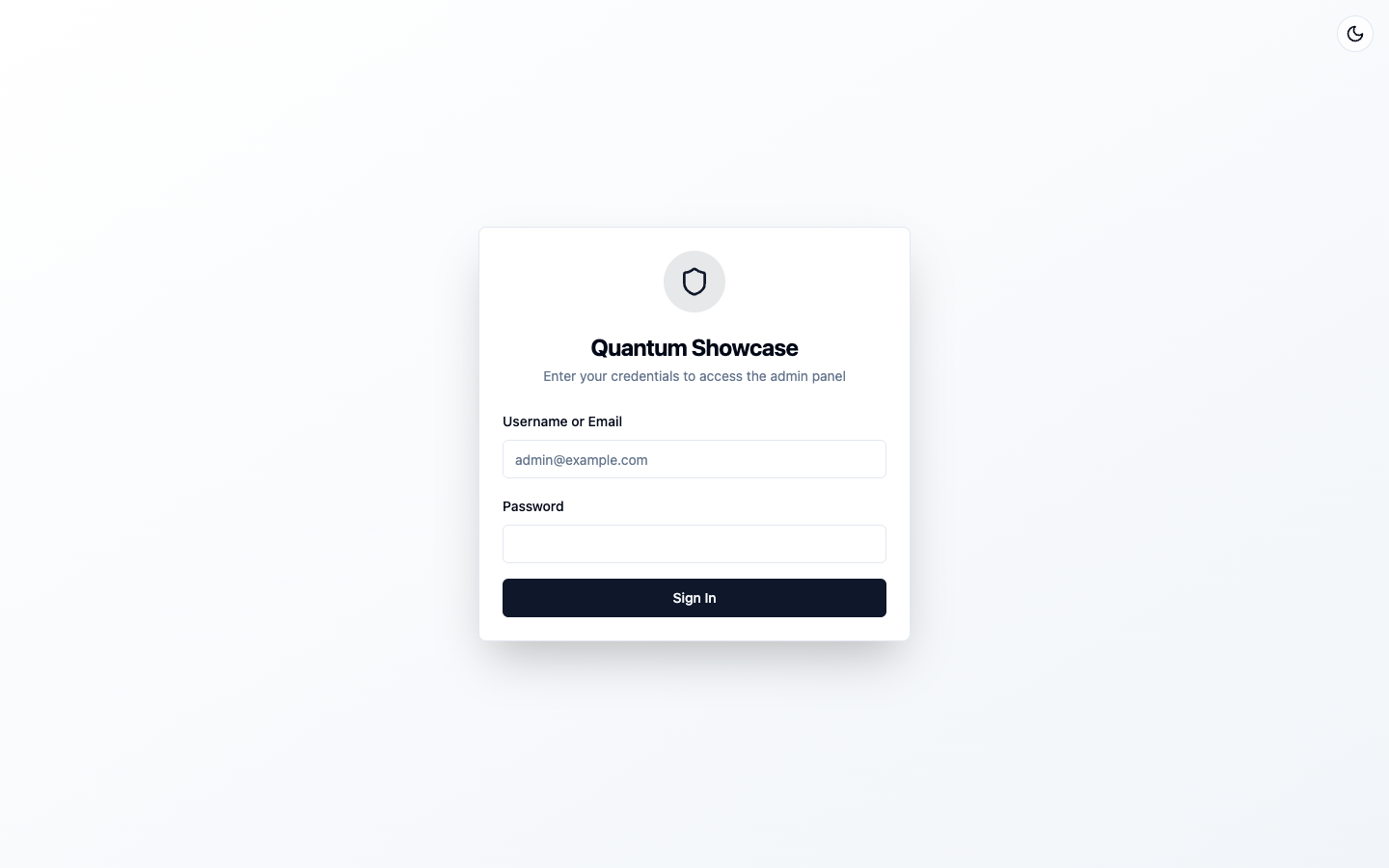 Orbit's login page: a centered sign-in card titled with the configured panel name, with username and password fields